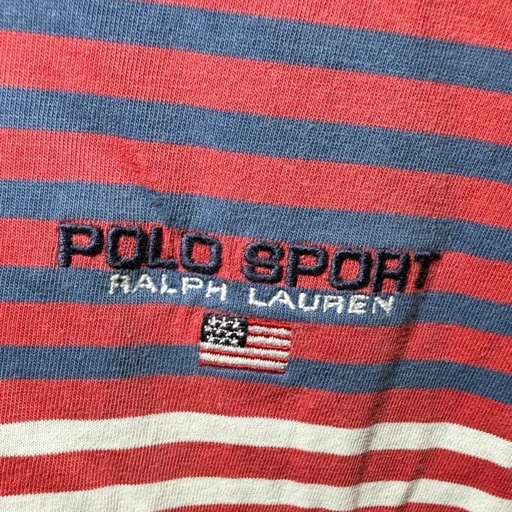 Vintage Polo Sport Sportman by Ralph Lauren Men's Red & Navy Striped Size M Tall